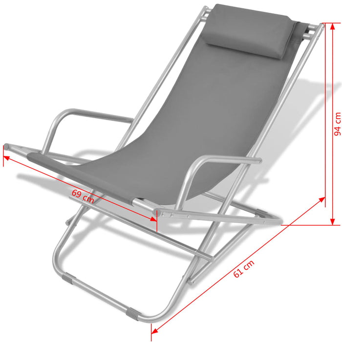 Deck chairs 2 pcs. Steel Gray