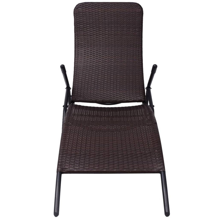 Sonnenliege Klappbar Poly Rattan Braun