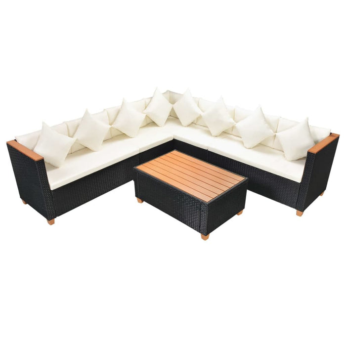 Lea-XL garden lounge set with cushions in cream white and black