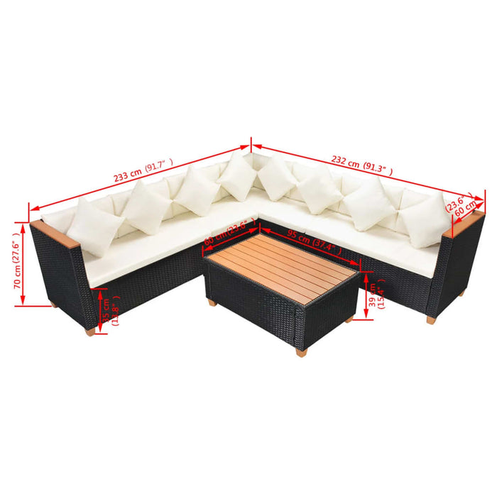 Lea-XL garden lounge set with cushions in cream white and black