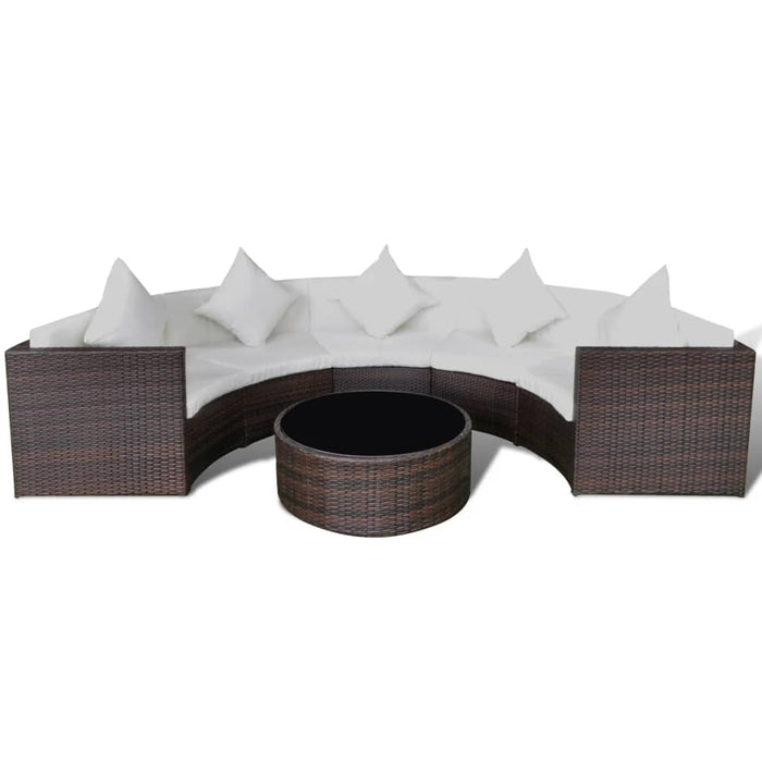 6-tlg. Garten-Lounge-Set mit Auflagen Poly Rattan Braun