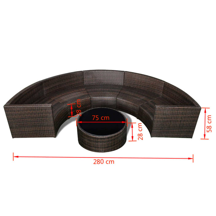 6-tlg. Garten-Lounge-Set mit Auflagen Poly Rattan Braun