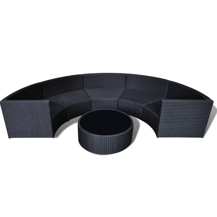 6-tlg. Garten-Lounge-Set mit Auflagen Poly Rattan Schwarz