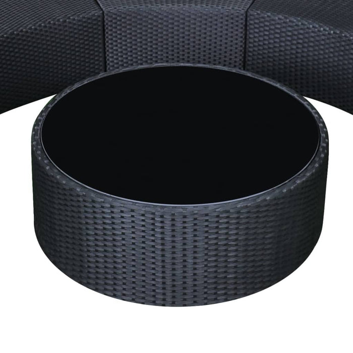 6-tlg. Garten-Lounge-Set mit Auflagen Poly Rattan Schwarz