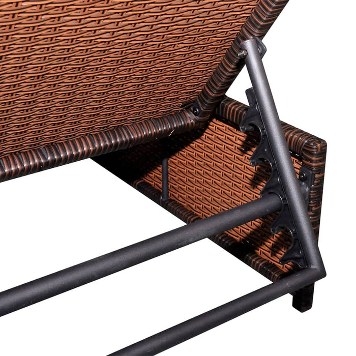 Sonnenliegen 2 Stk. mit Tisch Poly Rattan Braun