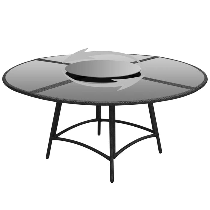 7-tlg. Garten-Essgruppe mit Auflagen Poly Rattan Schwarz