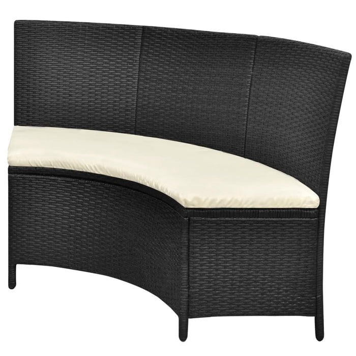 7-tlg. Garten-Essgruppe mit Auflagen Poly Rattan Schwarz