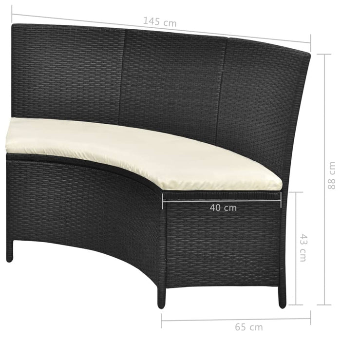 7-tlg. Garten-Essgruppe mit Auflagen Poly Rattan Schwarz