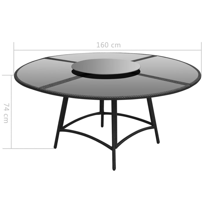 7-tlg. Garten-Essgruppe mit Auflagen Poly Rattan Schwarz