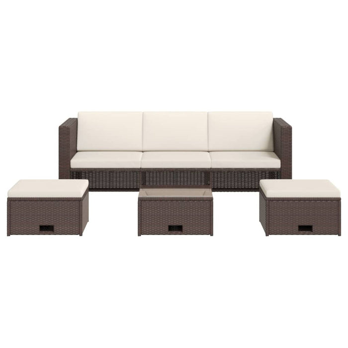 4-tlg. Garten-Lounge-Set mit Auflagen Poly Rattan Braun