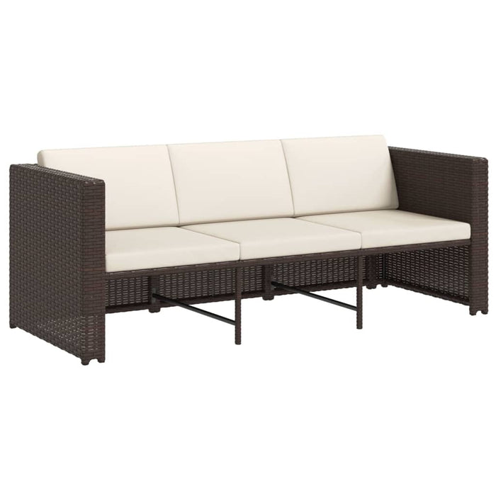4-tlg. Garten-Lounge-Set mit Auflagen Poly Rattan Braun