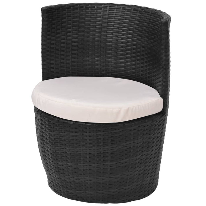 3-tlg. Bistro-Set mit Auflagen Poly Rattan Schwarz