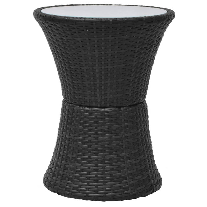 3-tlg. Bistro-Set mit Auflagen Poly Rattan Schwarz