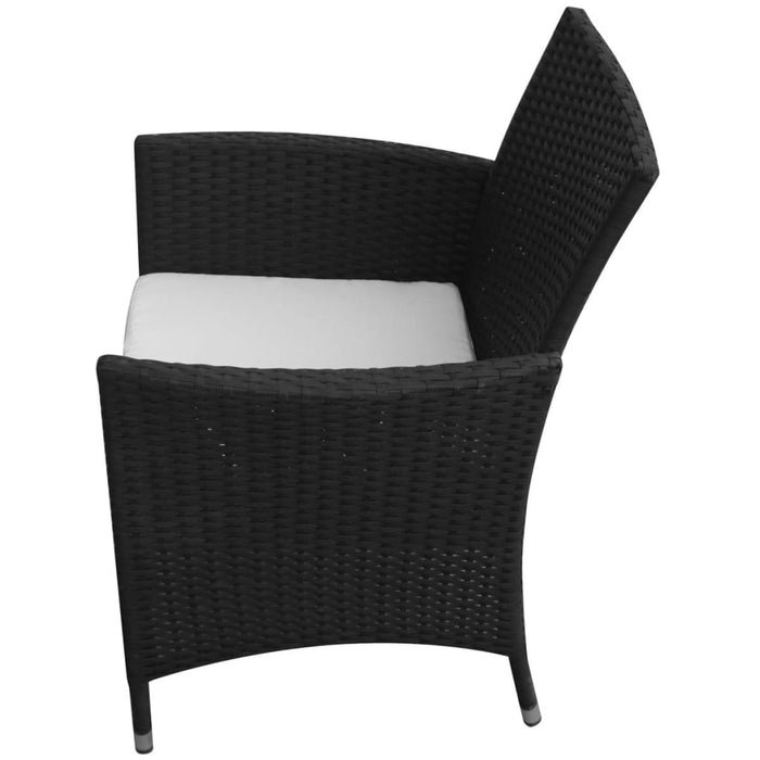 9 pcs. Garden dining group with cushions poly rattan black