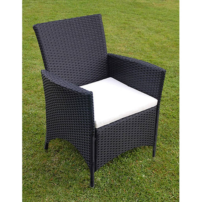 9 pcs. Garden dining group with cushions poly rattan black