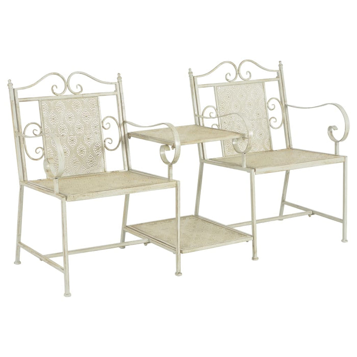 2-Sitzer-Gartenbank 161 cm Stahl Weiß