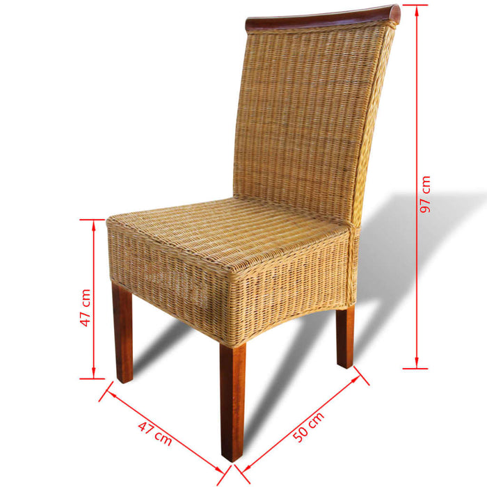 Dining room chairs 2 pcs. Brown natural rattan