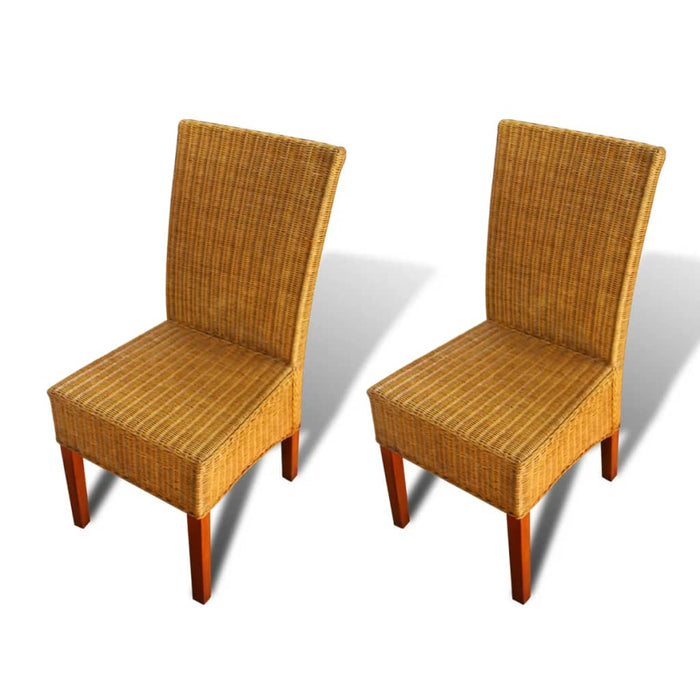 Dining room chairs 2 pcs. Brown natural rattan