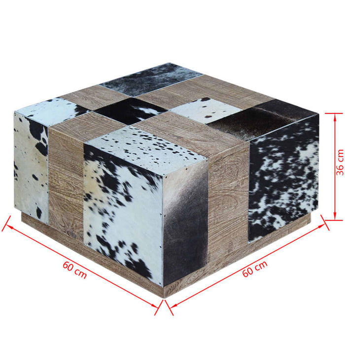 Couchtisch Echtes Rindsleder 60x60x36 cm