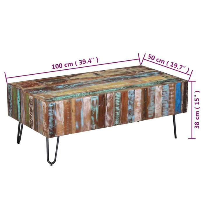 Coffee table reclaimed wood 100x50x38 cm