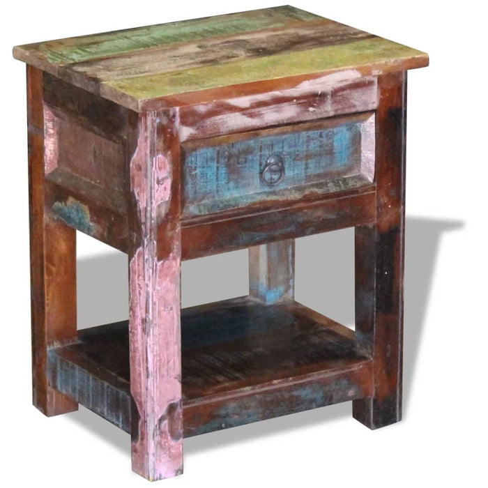 Side table with 1 drawer reclaimed solid wood 43x33x51 cm