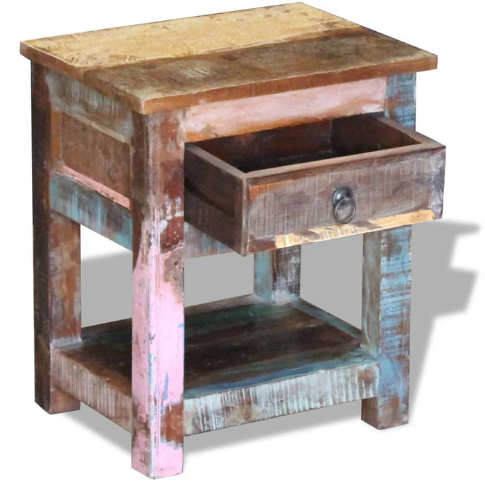 Side table with 1 drawer reclaimed solid wood 43x33x51 cm
