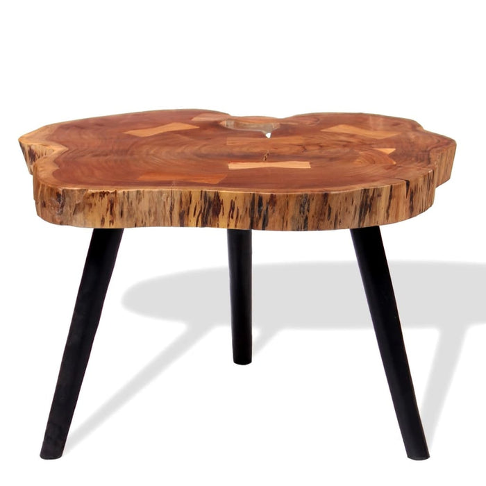 Coffee table with solid acacia wood disc (55-60) x 40 cm