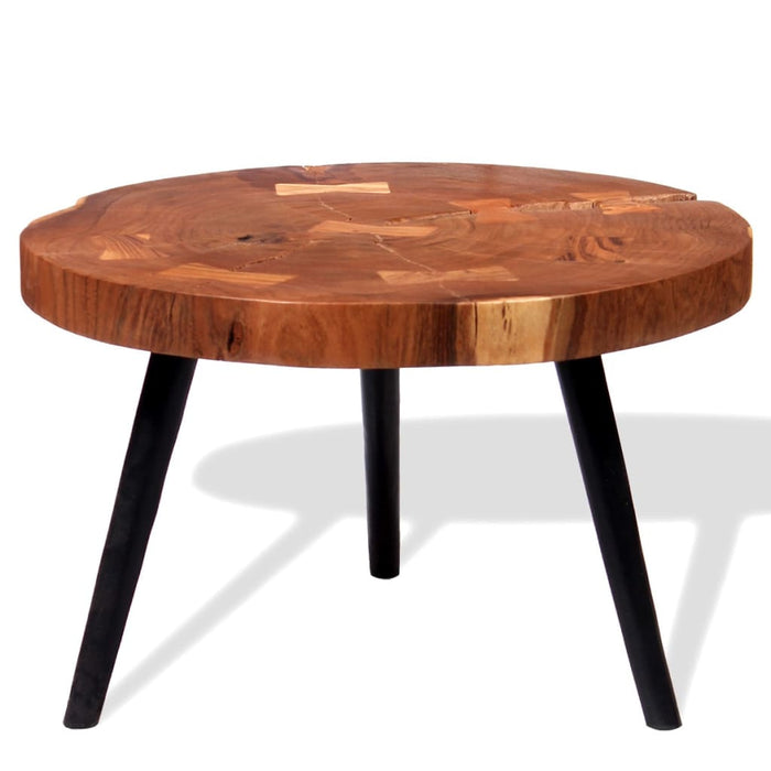 Coffee table with solid acacia wood disc (55-60) x 40 cm