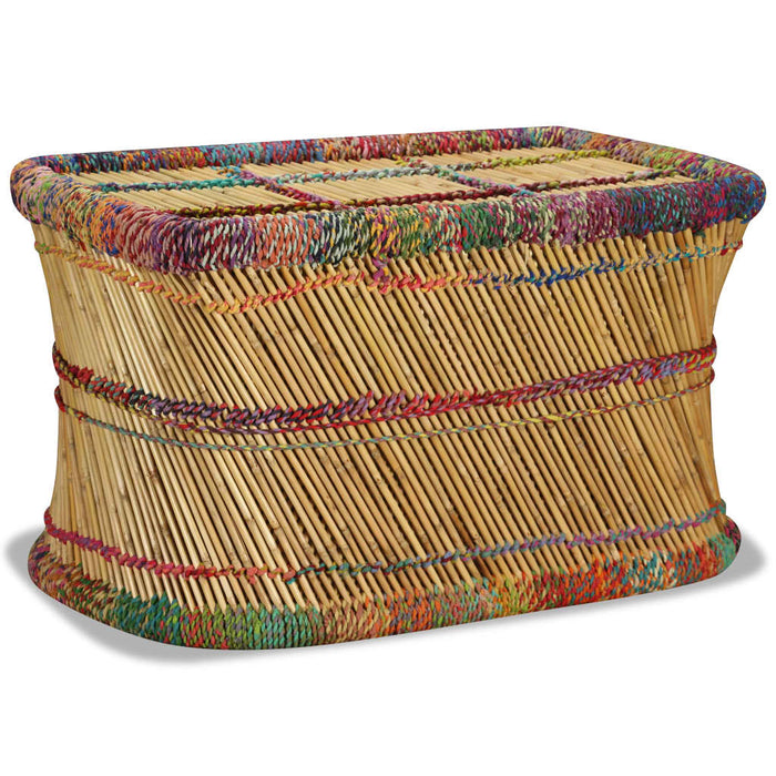 Coffee table bamboo with chindi details multicolored