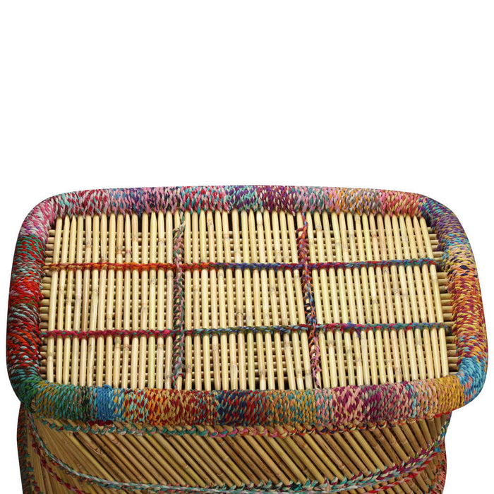 Coffee table bamboo with chindi details multicolored