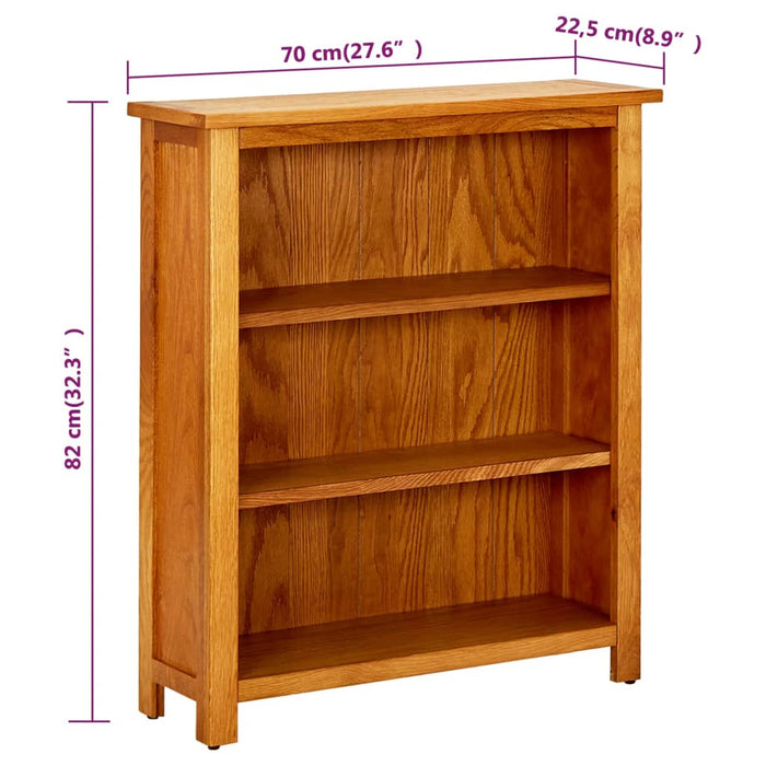 Bookcase 3 compartments 70x22.5x82 cm solid oak wood