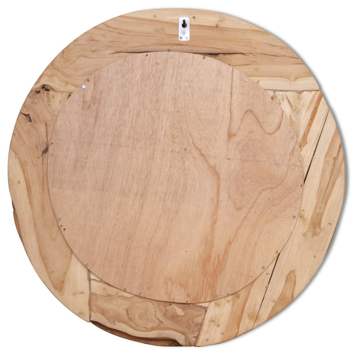 Dekorativer Spiegel Teak 80 cm Rund