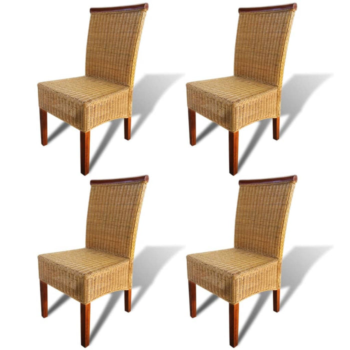 Dining room chairs 4 pcs. Brown natural rattan