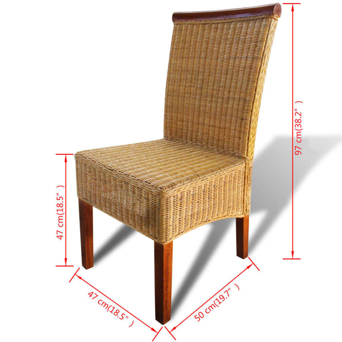 Dining room chairs 4 pcs. Brown natural rattan