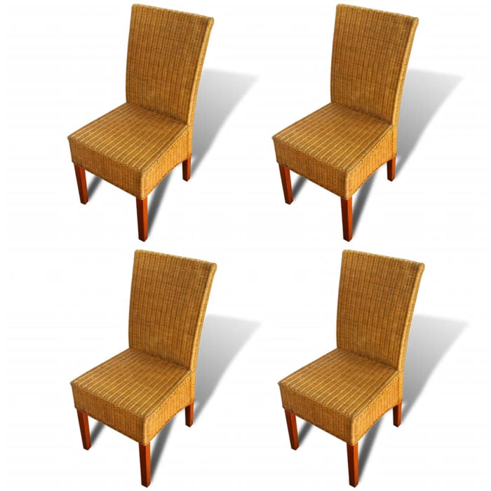 Dining room chairs 4 pcs. Natural rattan brown