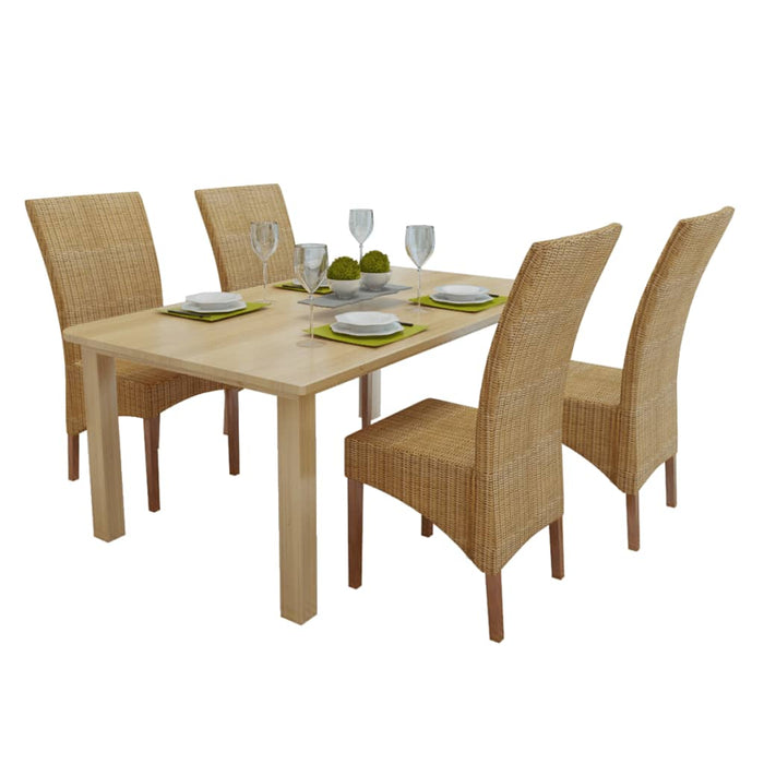 Dining room chairs 4 pcs. Natural rattan brown