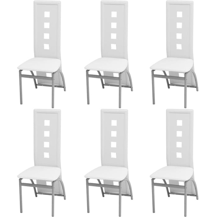 Dining room chairs 6 pcs. faux leather white