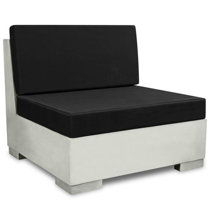 6-tlg. Garten-Lounge-Set mit Auflagen Beton Grau