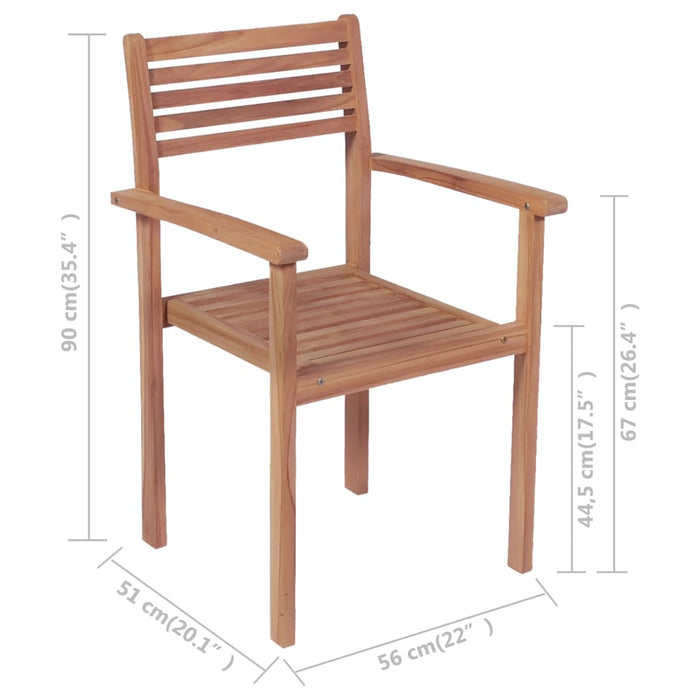 Stackable garden chairs 4 pcs. Solid teak wood