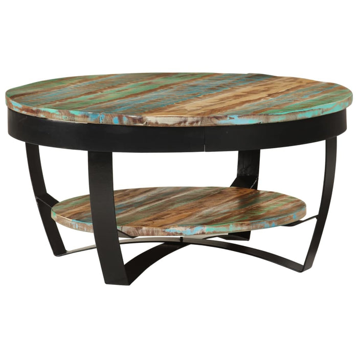 Coffee table with shelf reclaimed solid wood 65x32 cm