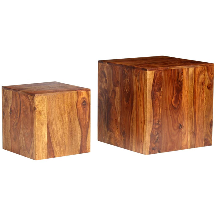 Couchtisch-Set 2-tlg. Massivholz 40 x 40 x 40 cm