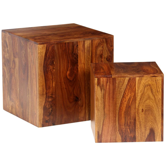 Couchtisch-Set 2-tlg. Massivholz 40 x 40 x 40 cm