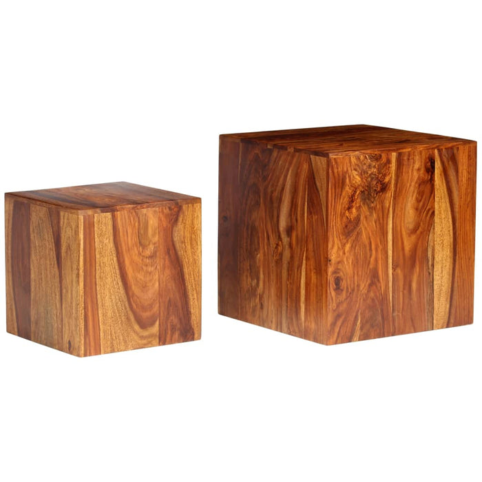 Couchtisch-Set 2-tlg. Massivholz 40 x 40 x 40 cm