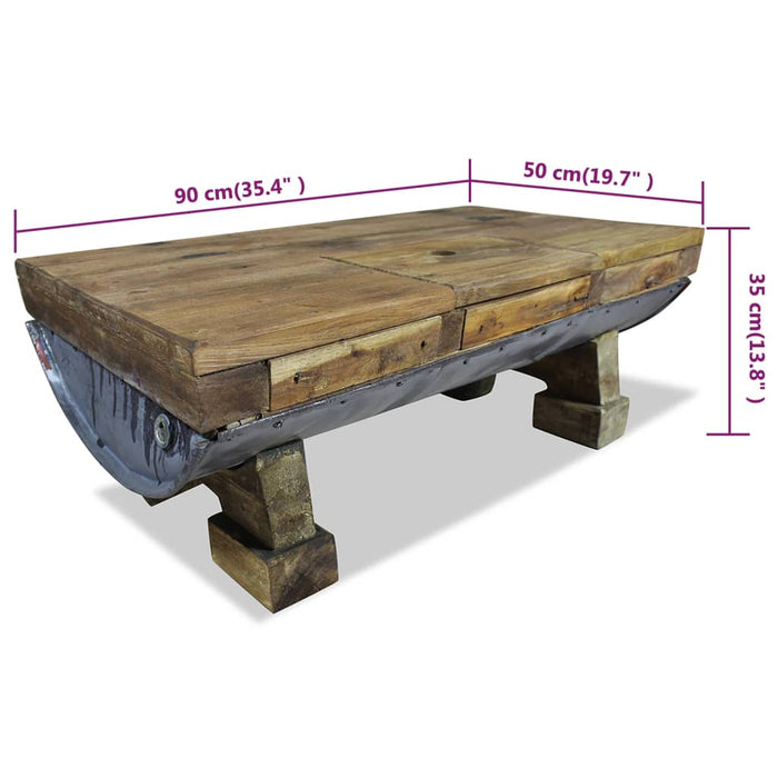 Coffee table reclaimed solid wood 90 x 50 x 35 cm