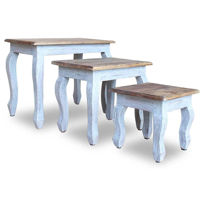 Side tables set of 3 reclaimed solid wood