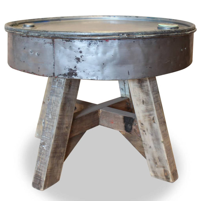 Coffee table solid old wood 60 x 45 cm silver