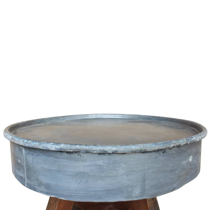 Coffee table solid old wood 60 x 45 cm silver