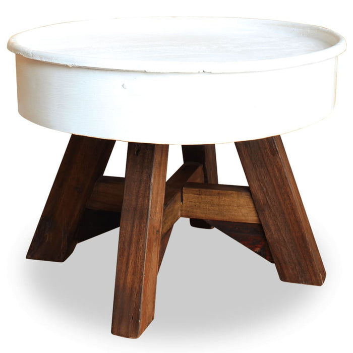 Coffee table reclaimed solid wood 60 x 45 cm white