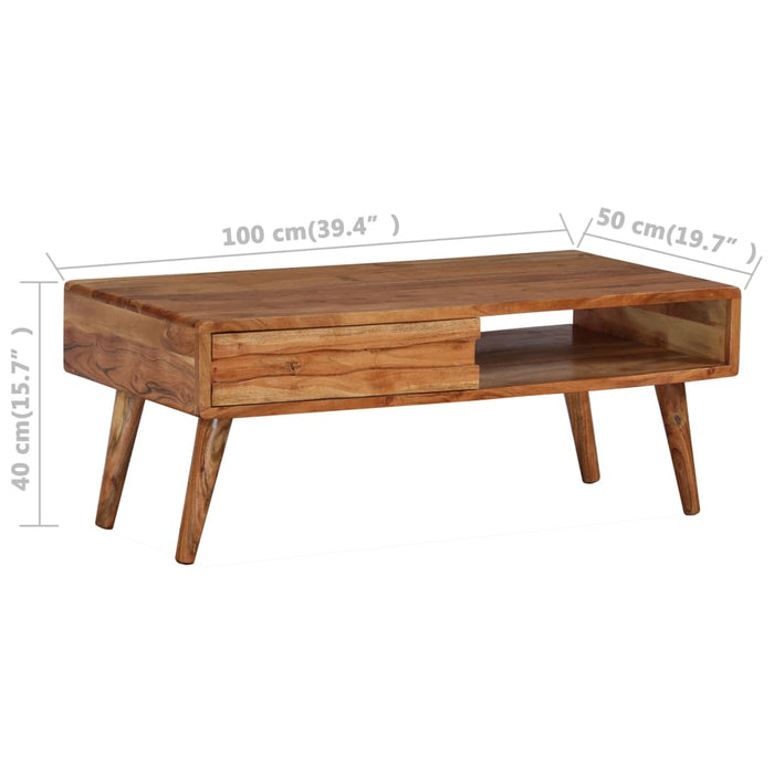 Coffee table solid wood with drawer Carved 100 x 50 x 40 cm