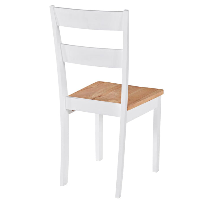 Esszimmerstühle 2 Stk. Weiß Kautschukbaum Massivholz